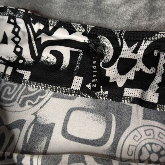 Lapis Skirt Sz M Women's White Black Print A-Line Full Pull On  Stretch Comfort - Picture 7 of 12